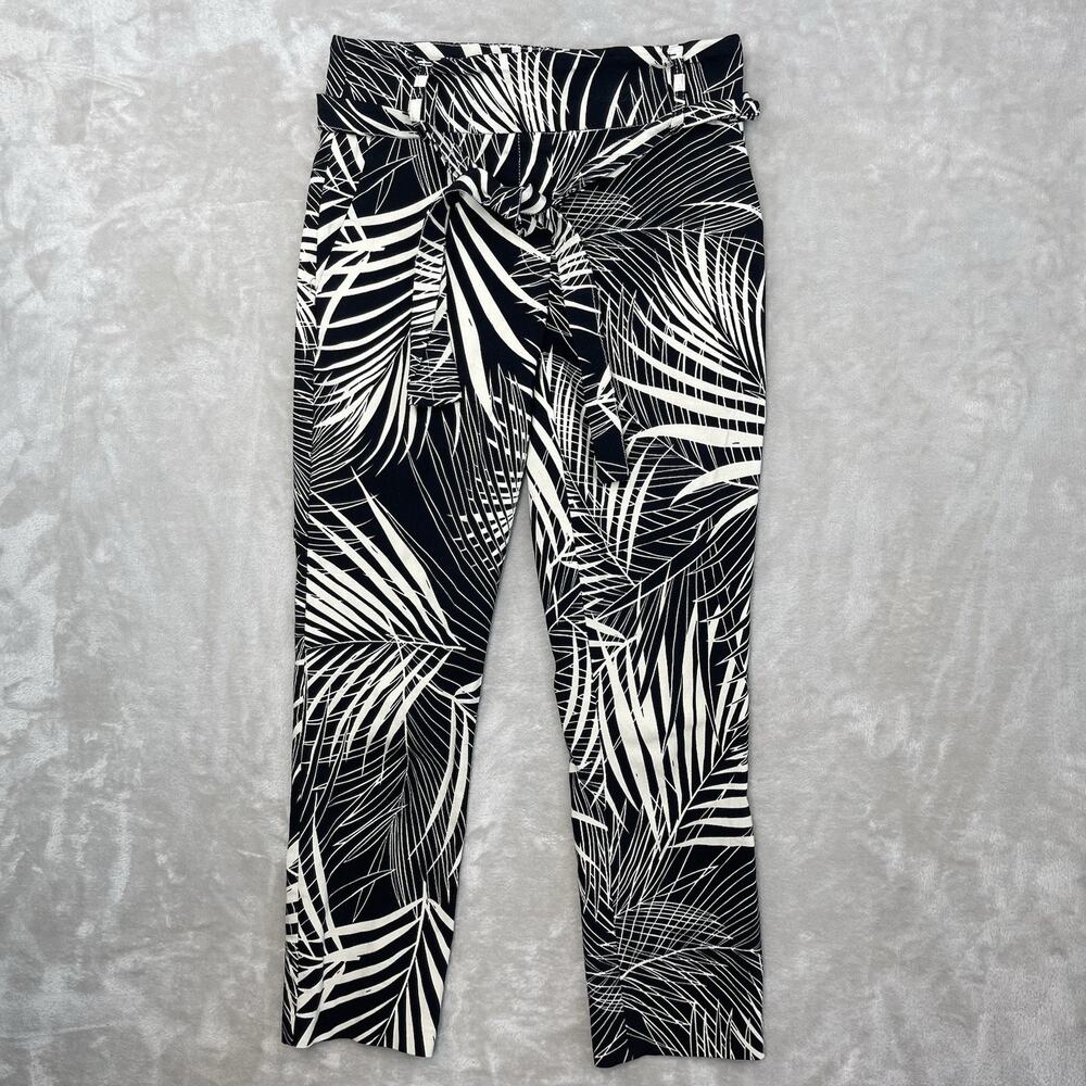 Jules & Leopold Pants Size S/P Palm Print Tie Waist Ankle Stretch Botanical